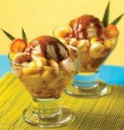 A.L. Van Houtte TROPICAL FRUIT SUNDAE WITH COFFEE CARAMEL SAUCE